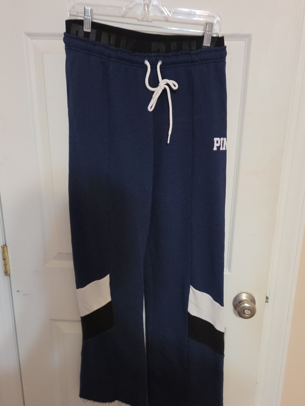 PINK Victoria's Secret Navy Sweatpants with White & Black Accents